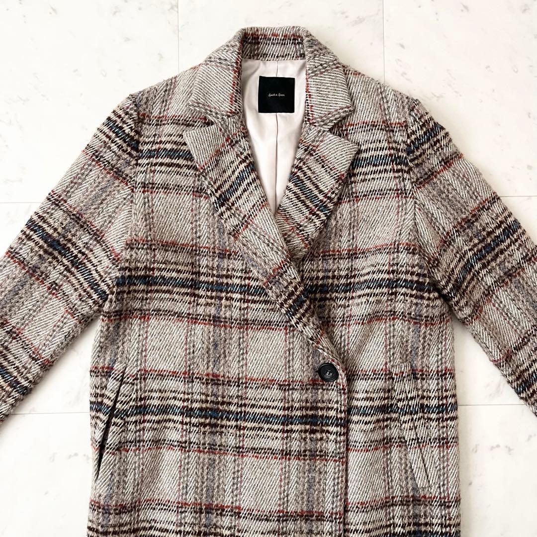 美品♪スピックアンドスパン　イタリア製生地　チェスターコート　ウール　ゆったりS