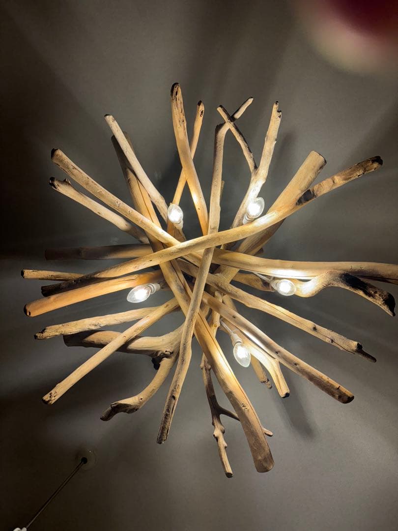 えにvintage感な流木5灯シーリングライト(LED電球付き)