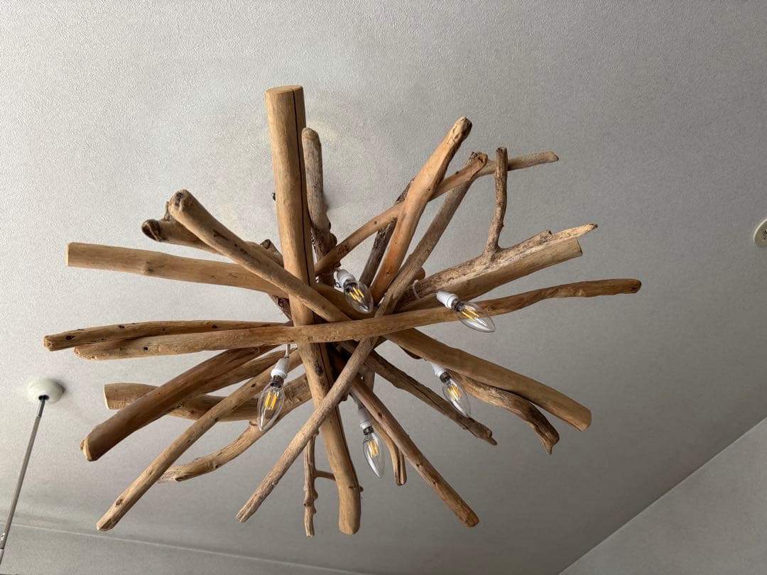 えにvintage感な流木5灯シーリングライト(LED電球付き)