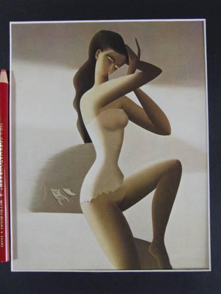 東郷青児、洗濯物、希少画集より、新品額装・額装付、版上サイン入り