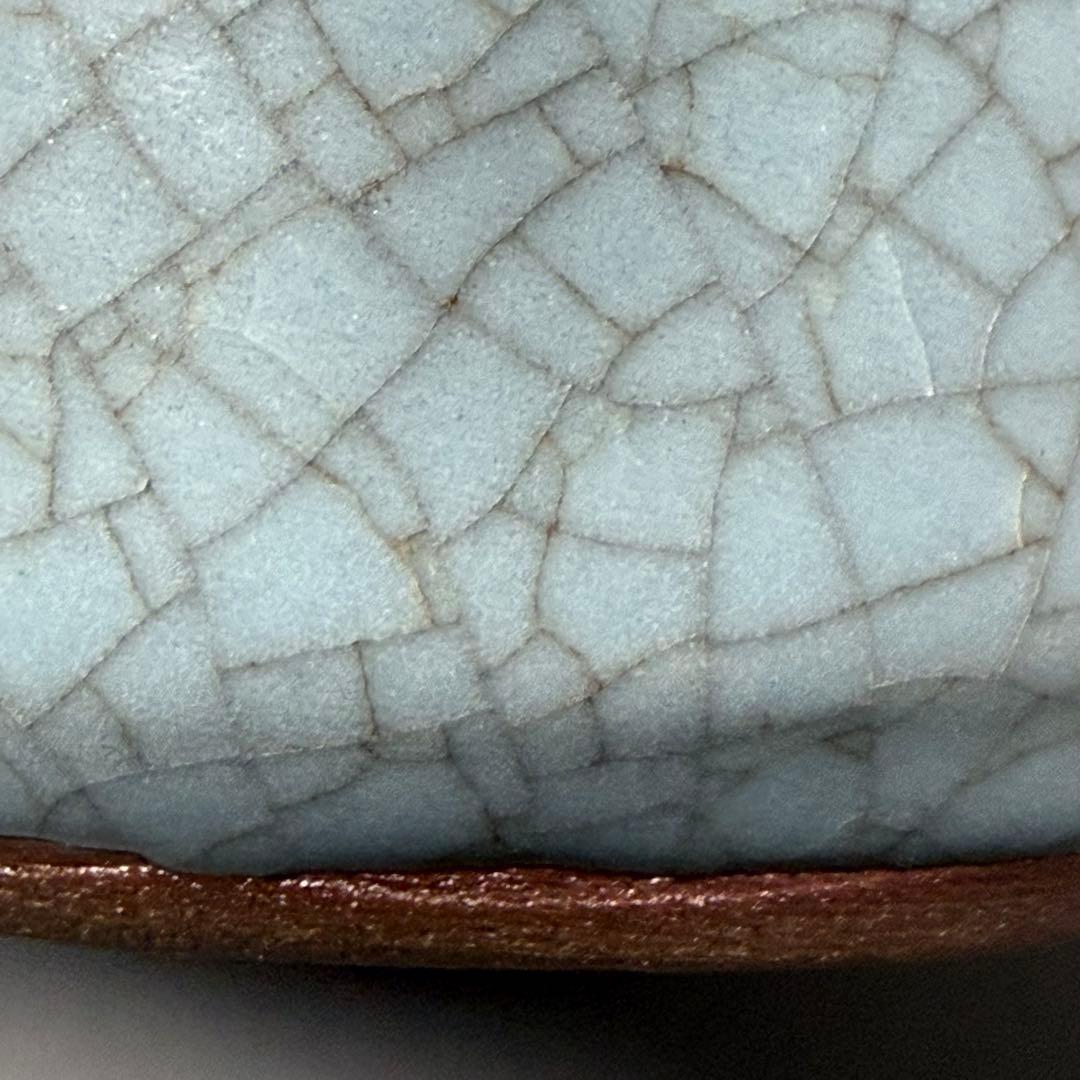 国重要無形文化財指定　中島宏　青磁耳付花生　高さ21cm　美しい貫入　共箱布　栞