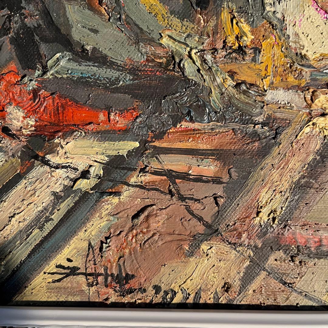 ★真作★ 文勝(ウンシュン) 門 油絵 額付き 貴重作品