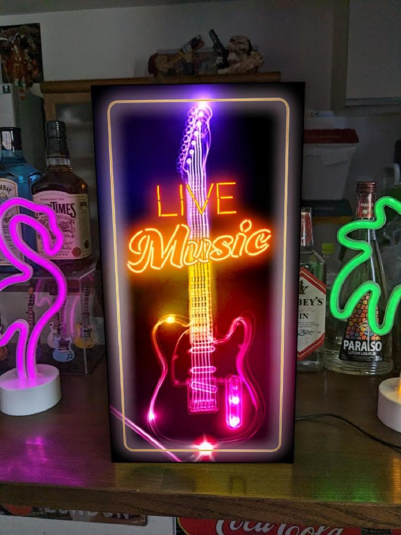 【Lサイズ】ライブ ミュージック エレキギター 看板 置物 雑貨 ライトBOX