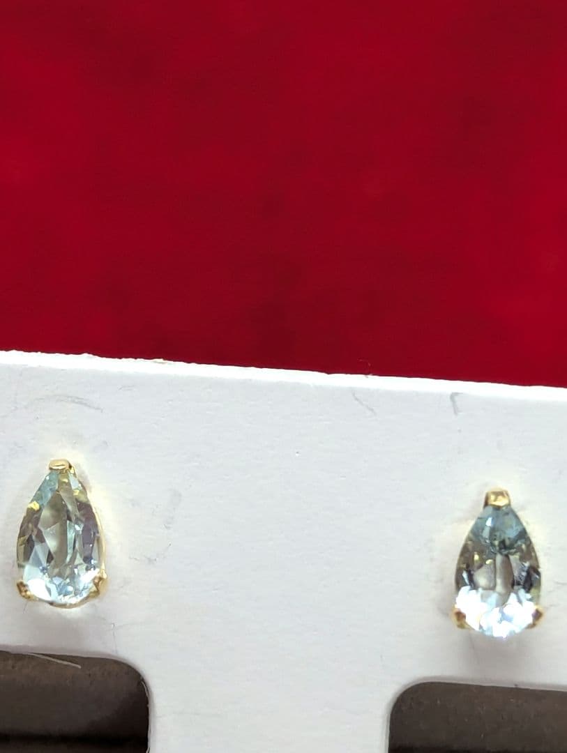 新年Sale！K18YG 天然 アクアマリンピアス 0.40ct