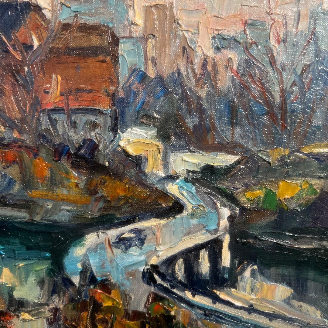 山田新一　油彩画 千鳥ヶ淵