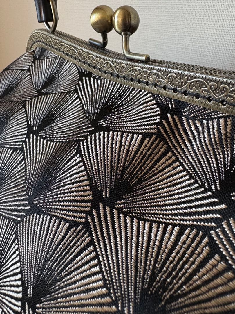 ❤️着物お出かけバンブーbag松葉文様　gold✖️black