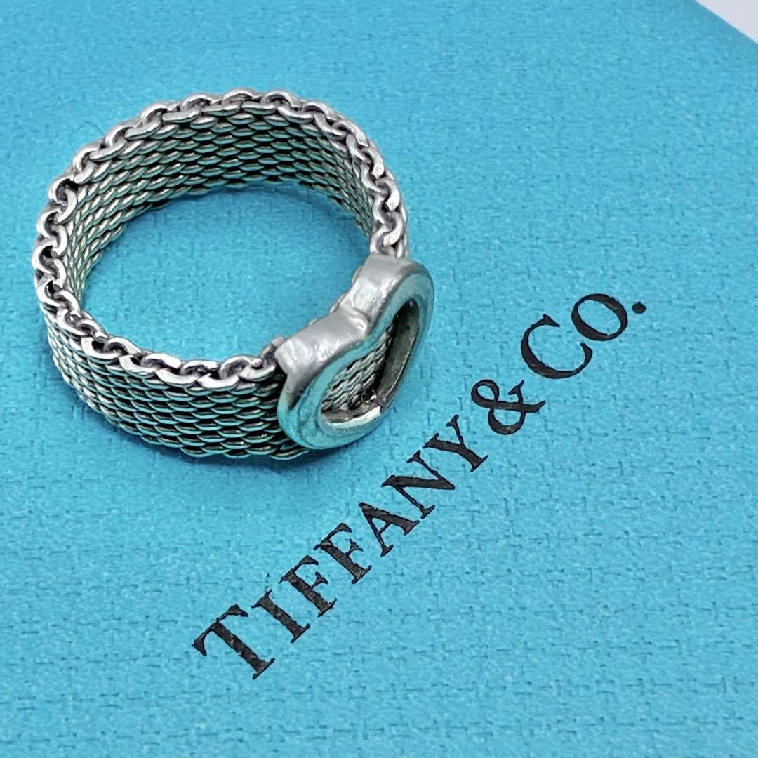 【美品】ティファニー 15号 サマセット ハート メッシュリング シルバー