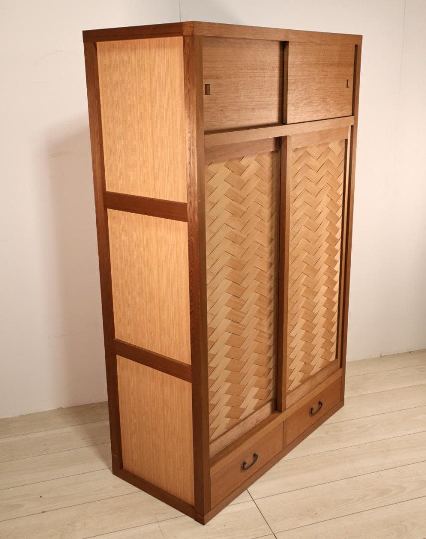 BK242　茶道具　置水屋　箪笥　茶箪笥　網代扉　煎茶棚　収納棚