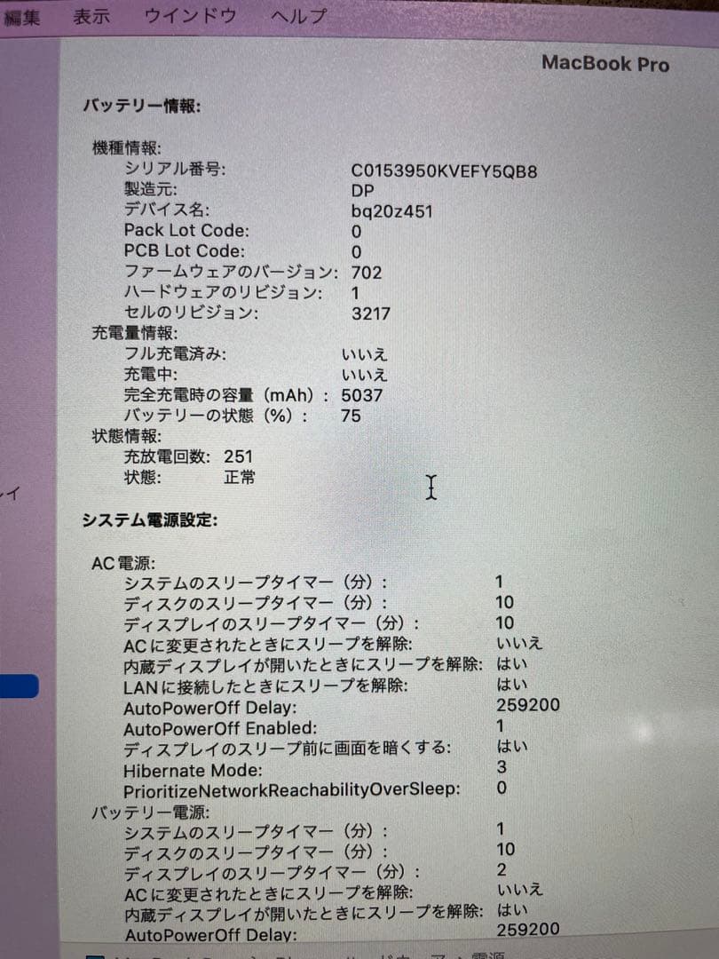 MacBook Pro 13インチ（2015年モデル）です。