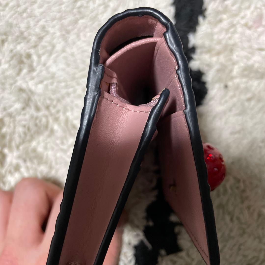 GUCCI チェリー装飾 二つ折り財布 ピンク