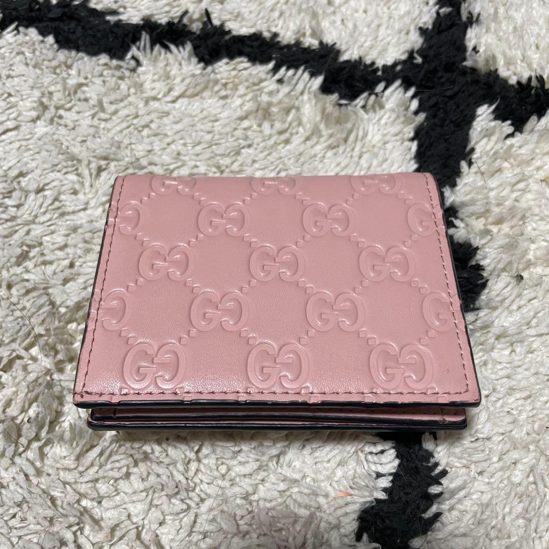 GUCCI チェリー装飾 二つ折り財布 ピンク