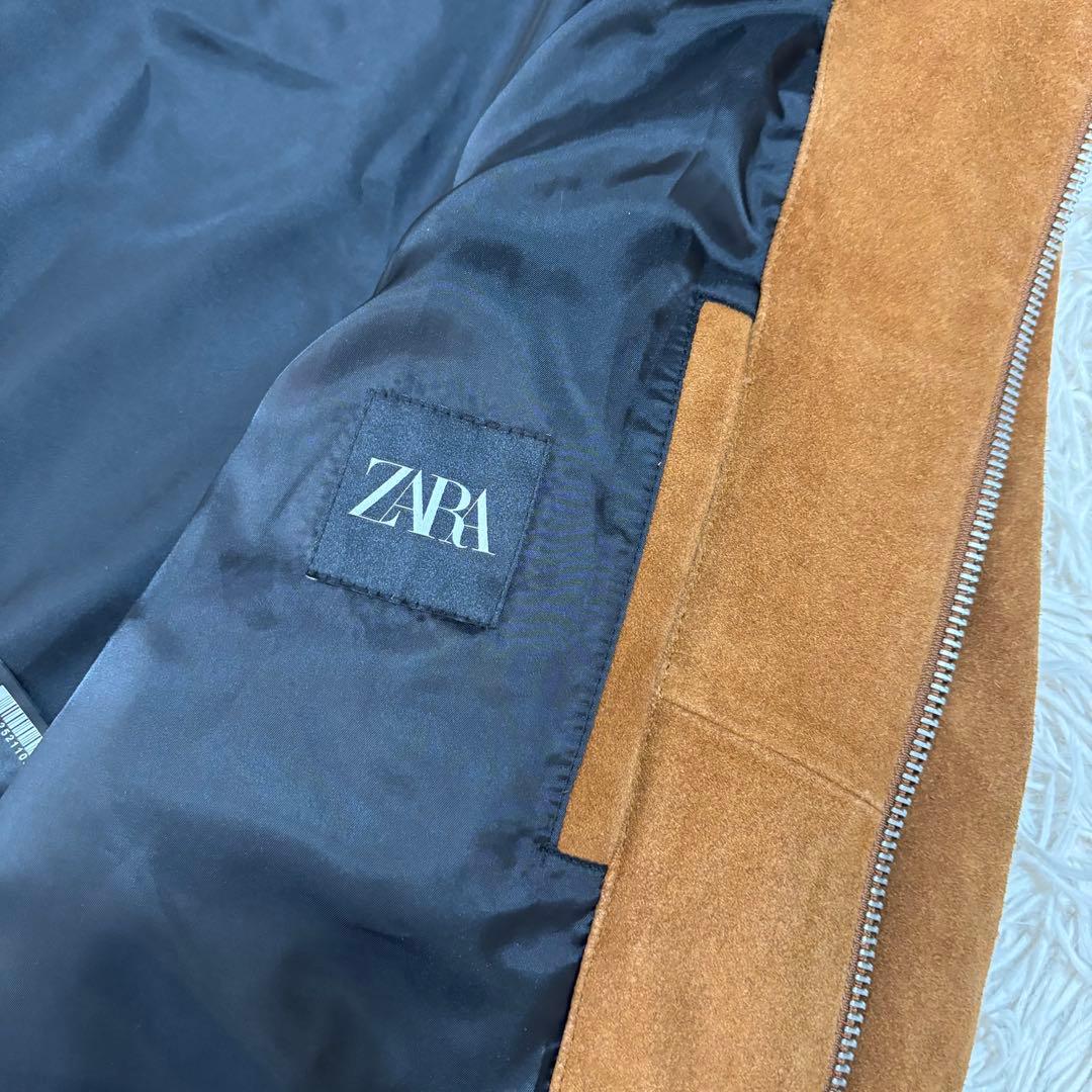 美品 ZARA スエード シングルライダースジャケット 牛革 カウレザー
