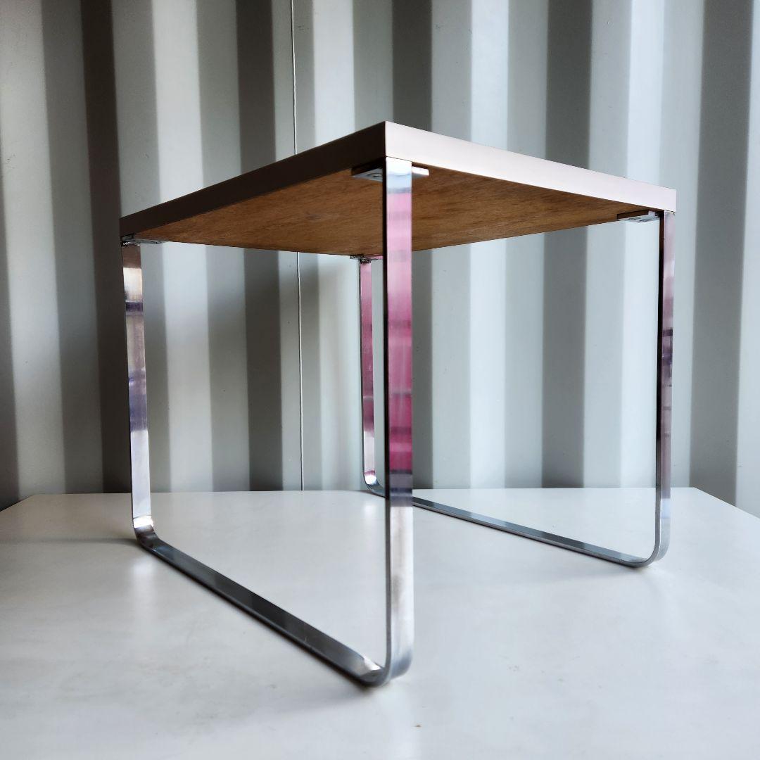 希少　ポストモダン　サイドテーブル　コーヒーテーブル　シルバーx白　45x45