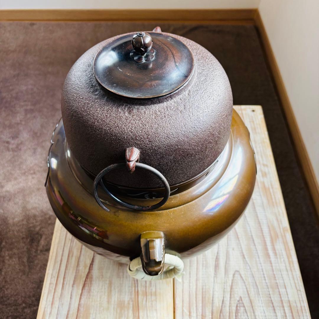 美品　人間国宝　高橋敬典　茶釜　唐津鬼面風炉　香峰　茶道具　風炉釜　茶の湯釜
