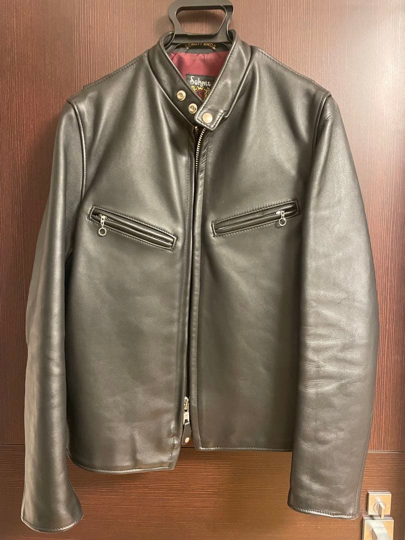 ◆【超美品】schott 641XX ブラックUSA製シングルレザーJKT 36