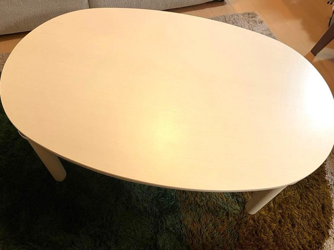 ニトリ　ホワイト 楕円形リビングこたつ 電源コード付き