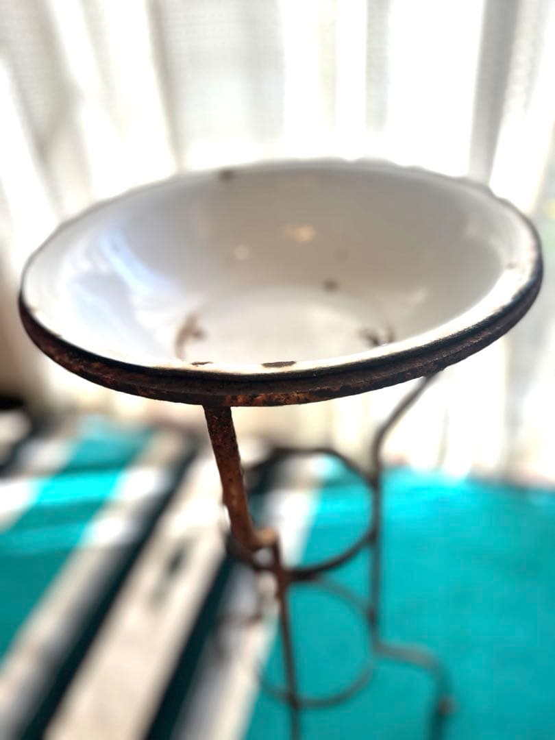 アンティーク消毒ホーロースタンド　レトロ