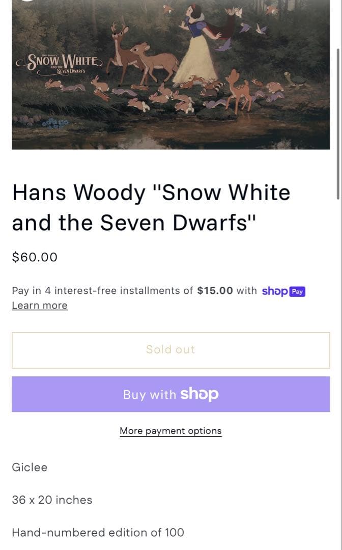 白雪姫 ディズニー MONDO BNG シルクスクリーンポスター