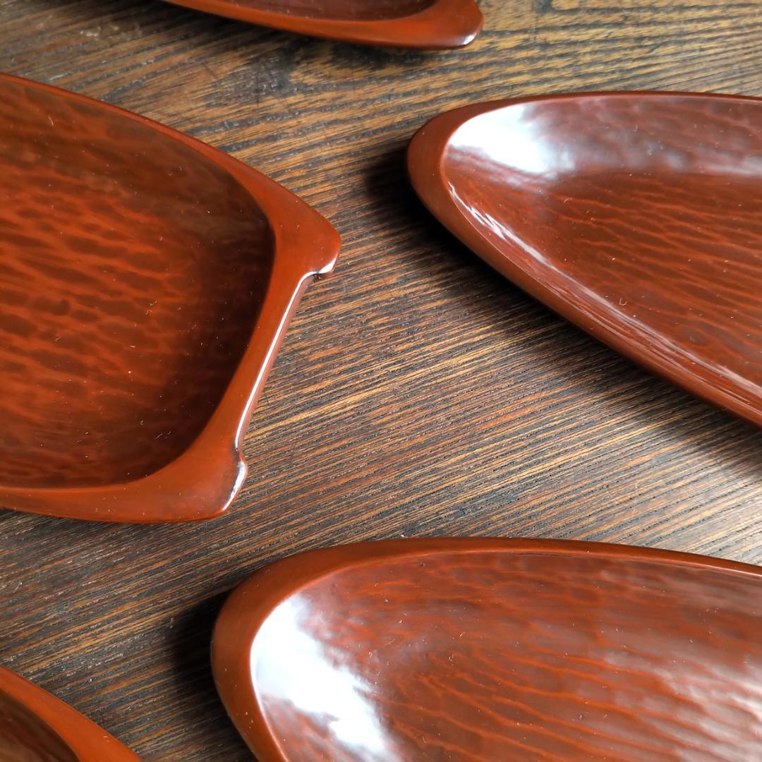 【鎌倉彫　博古堂　船形　銘々皿　x5枚】