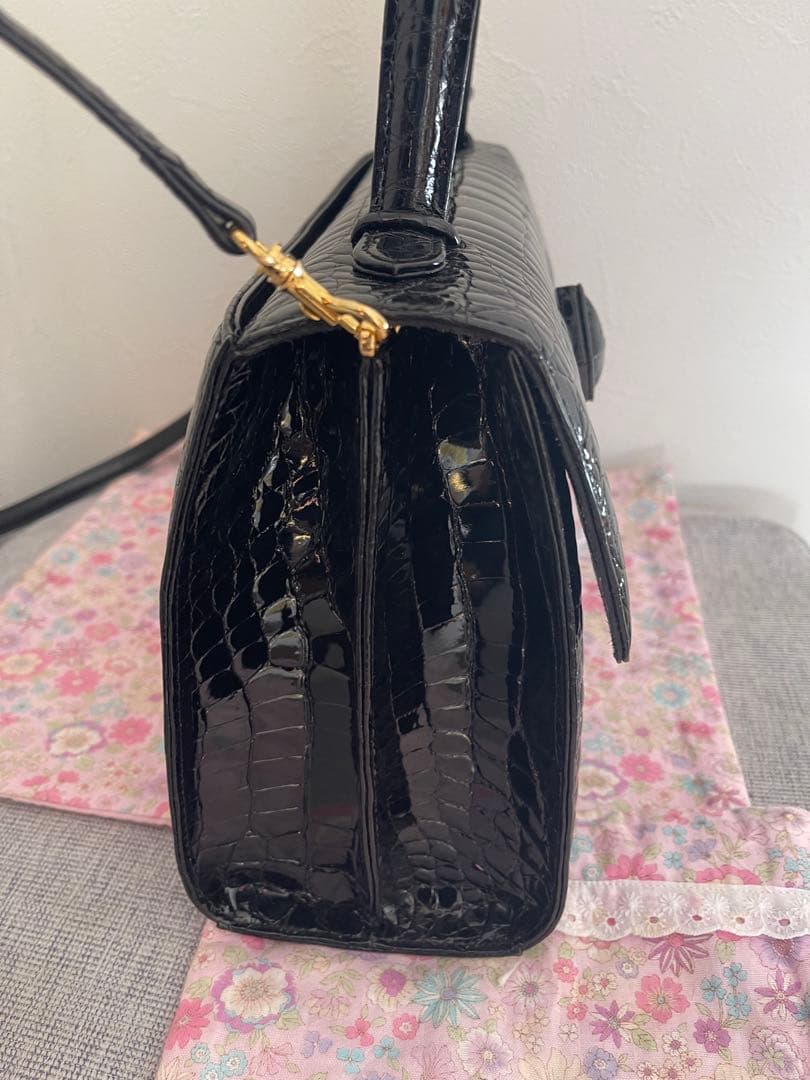 専用　JRA 最高峰 ポロサス クロコダイル 2WAY ハンドバッグ　ブラック