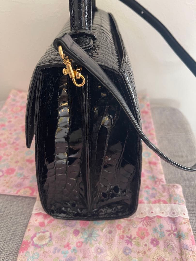 専用　JRA 最高峰 ポロサス クロコダイル 2WAY ハンドバッグ　ブラック