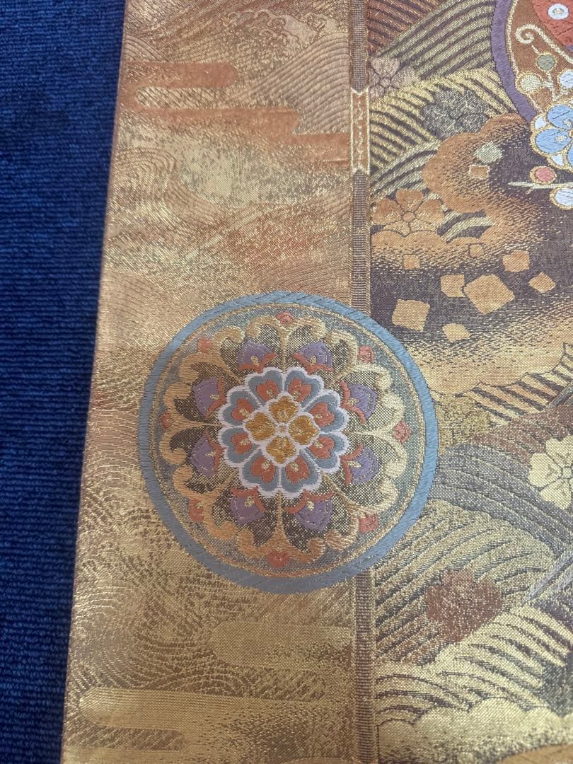 2694袋帯 古代彫金紋 西陣織 金糸　高級上質上品　約440cm 未使用