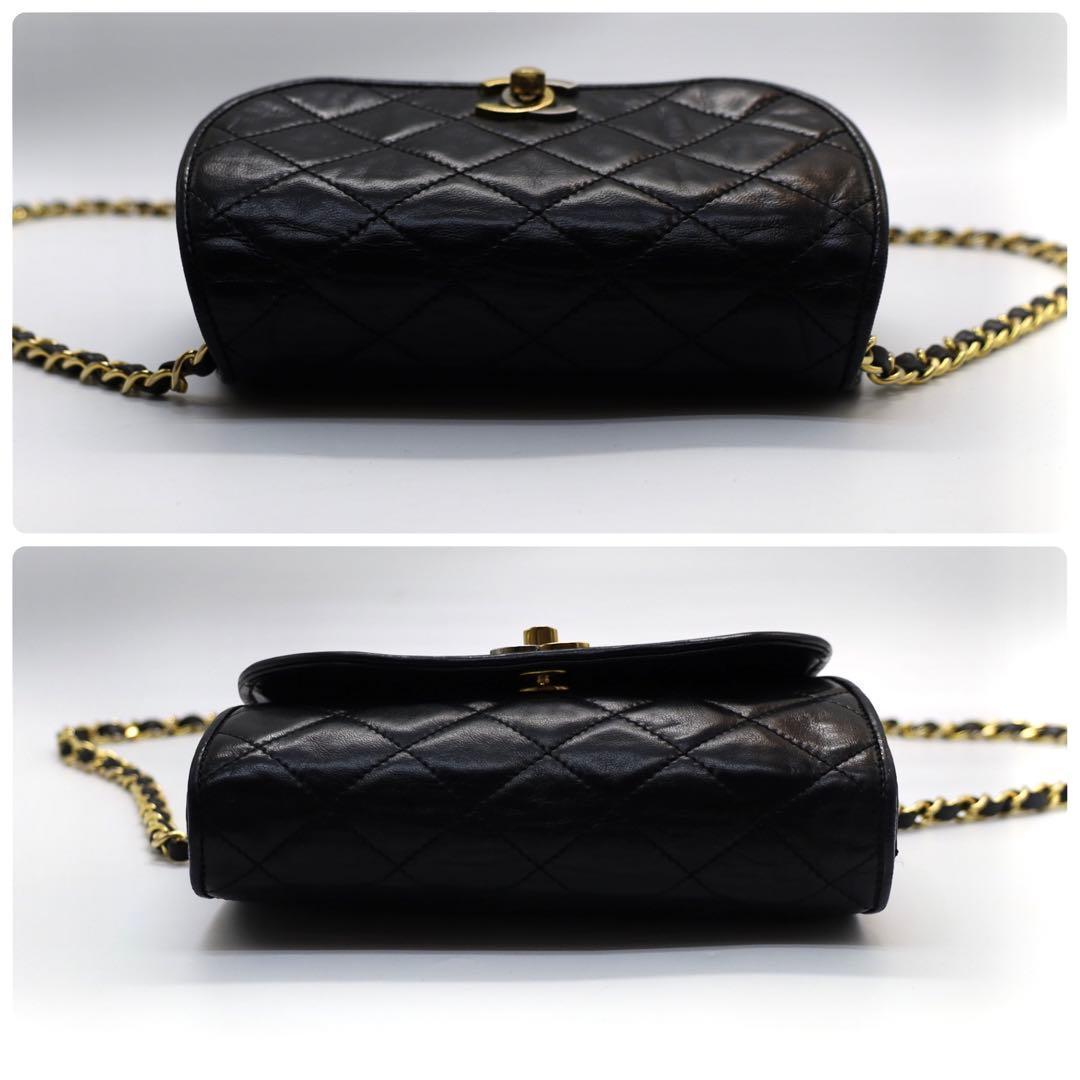【超美品】　シャネル　マトラッセ　チェーン　ショルダーバッグ　ラムスキン　黒
