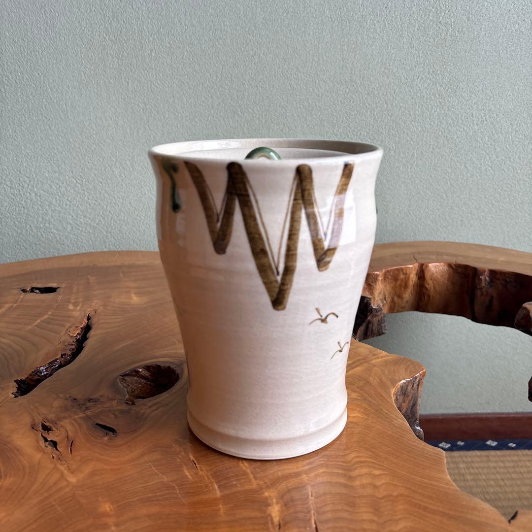 加藤喜一作 弥七田織部 細水指 茶道具 共箱