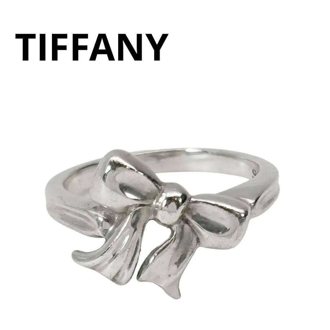 【美品】ティファニー リボンモチーフリング 指輪 1990年 シルバー 8M18