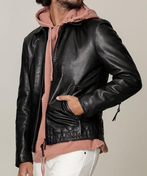 ほぼ新品ナノユニバース■中綿オイルドレザー SライダースMブラック/サーモライト