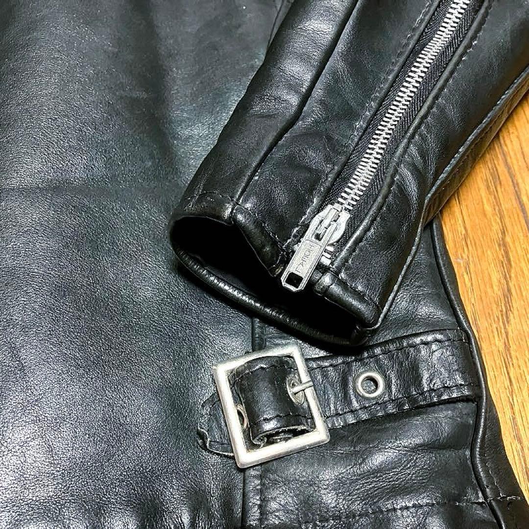 ボアライナー付 schott ショット 141 立襟黒革シングルライダース 34