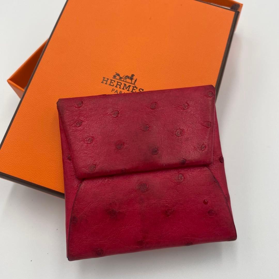 美品　HERMES エルメス　ケース　オーストリッチ　レッド　70