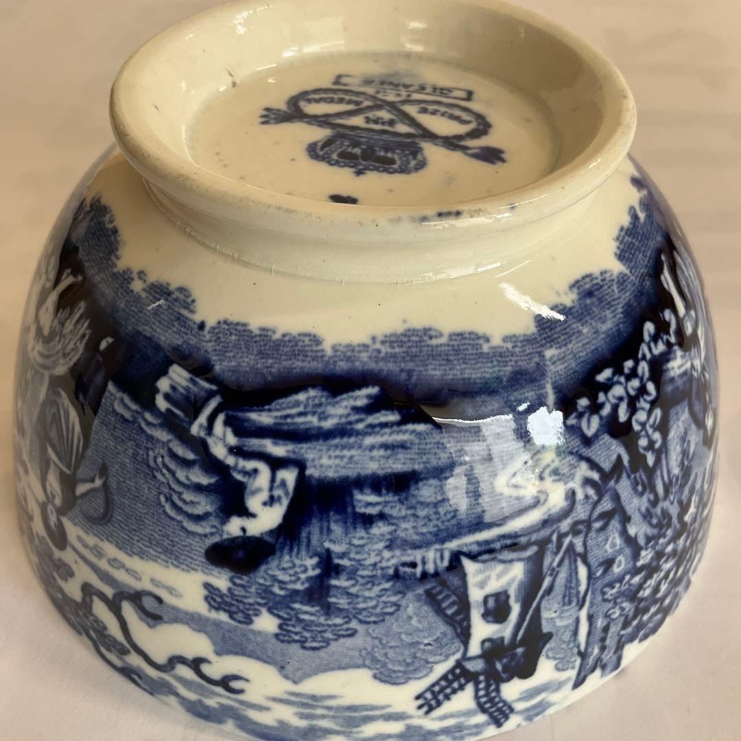 オランダ銅版小鉢染付人物風景文小鉢(デルフトか？) 18世紀後半〜19世紀前半頃