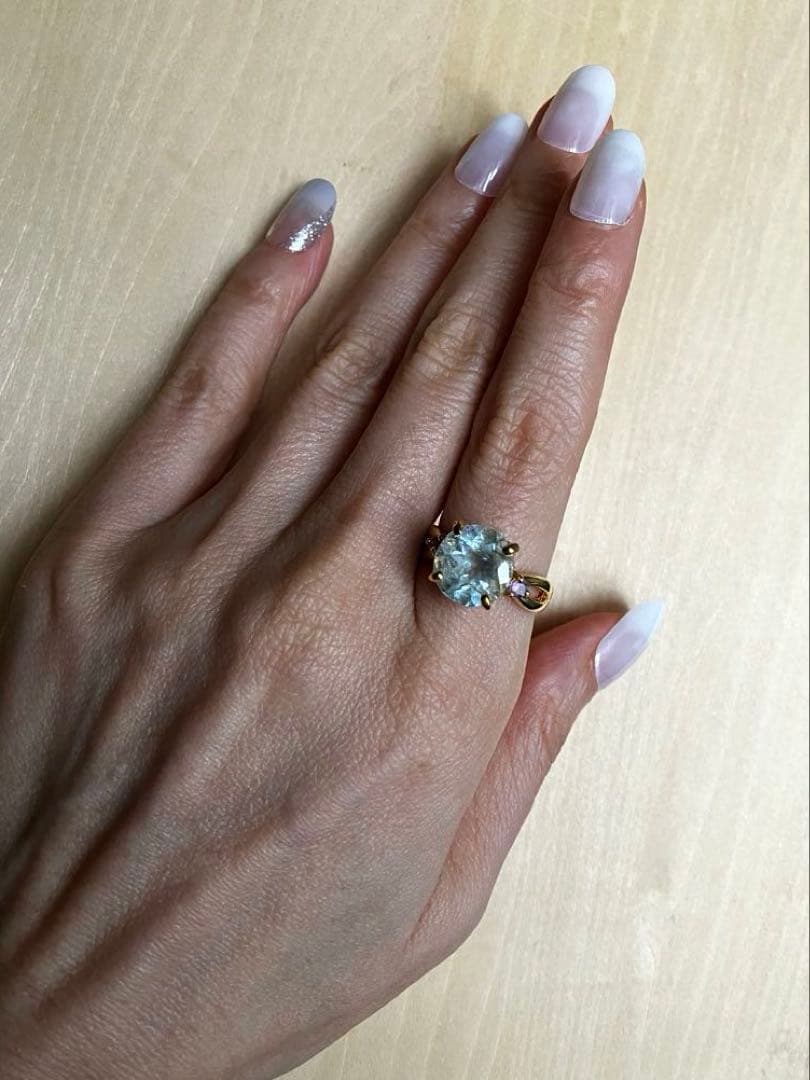 4.5ct アクアマリン・アメジストリング・指輪シルバー K18金YGゴールド