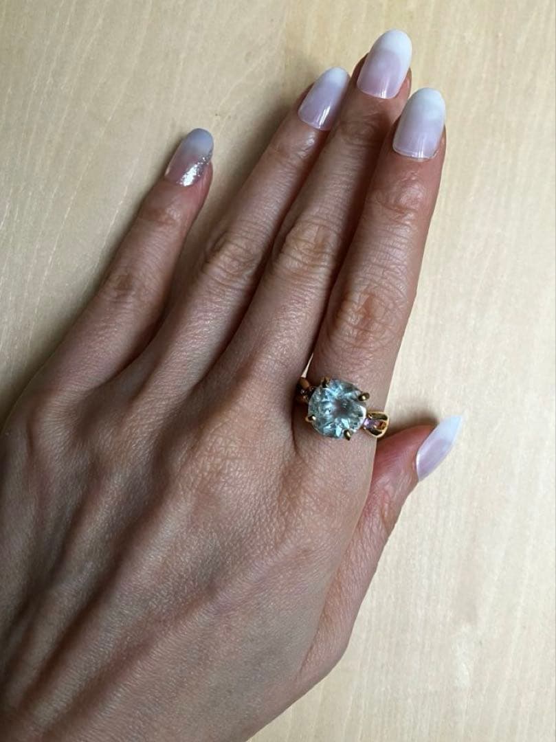 4.5ct アクアマリン・アメジストリング・指輪シルバー K18金YGゴールド