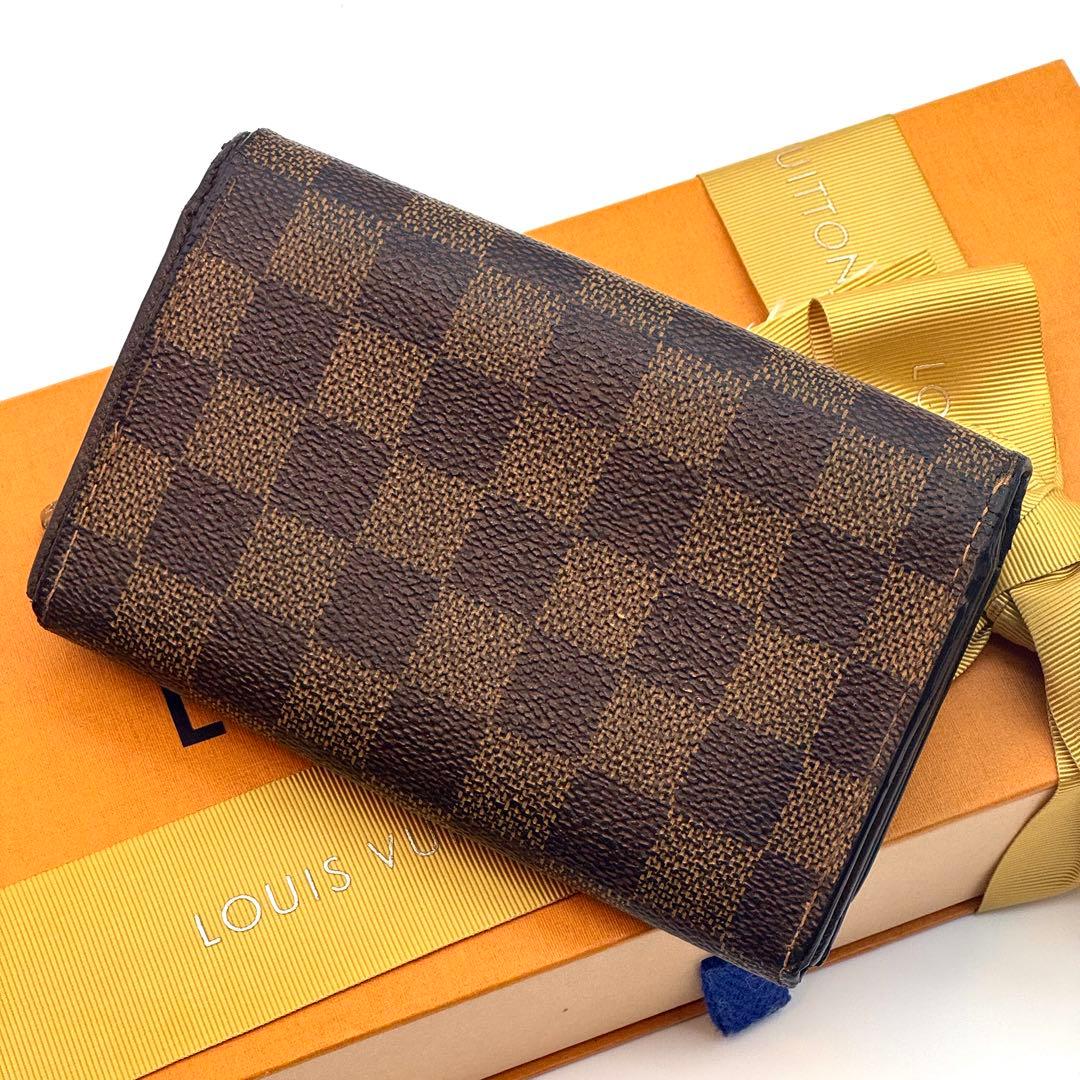 【お買得】 ルイヴィトン ダミエ ポルトモネ トレゾール 二つ折り財布