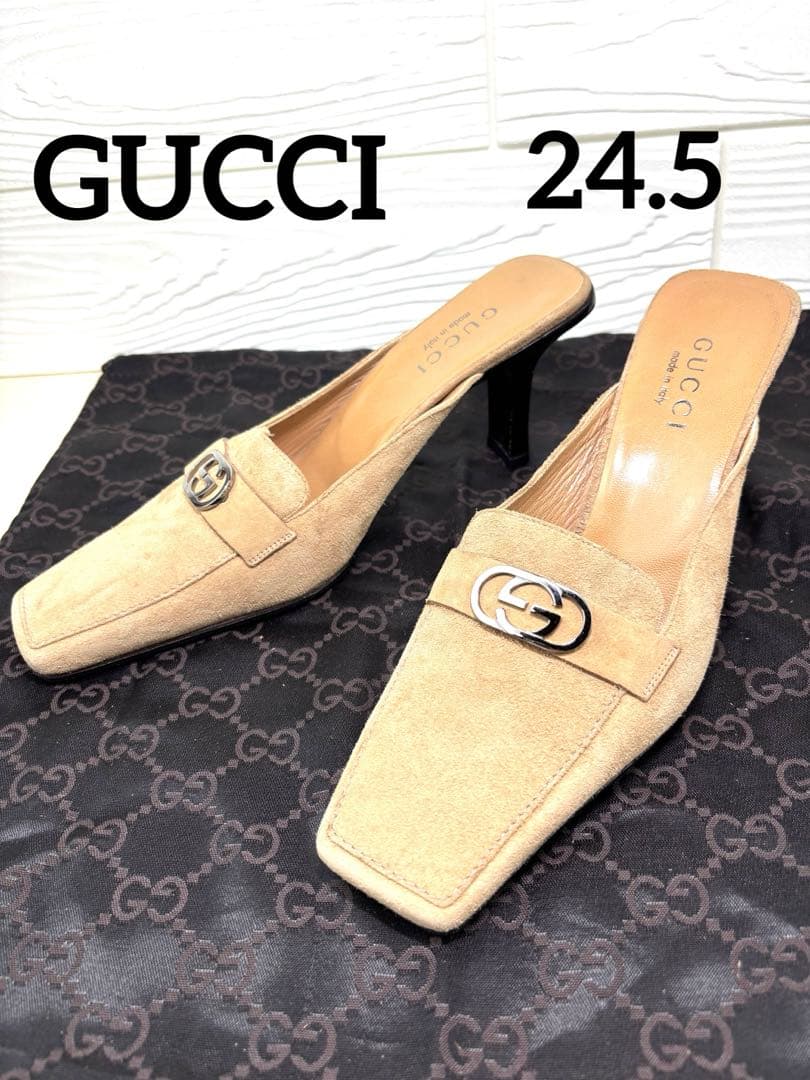 美品✨GUCCI グッチ ミュール サンダル GG 金具24.5cm