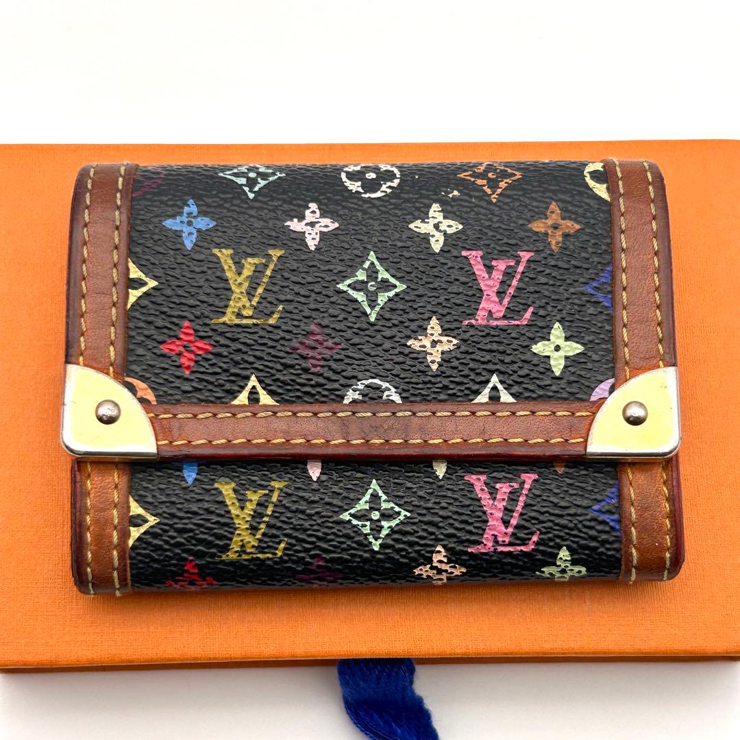 美品✨ ルイヴィトン ケース ポルトモネ プラ マルチカラー 人気の黒✨
