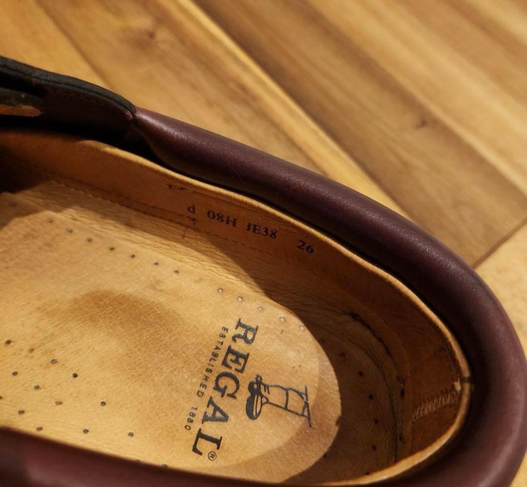 【美品】REGAL(リーガル) 26cm バーガンディ デッキシューズ