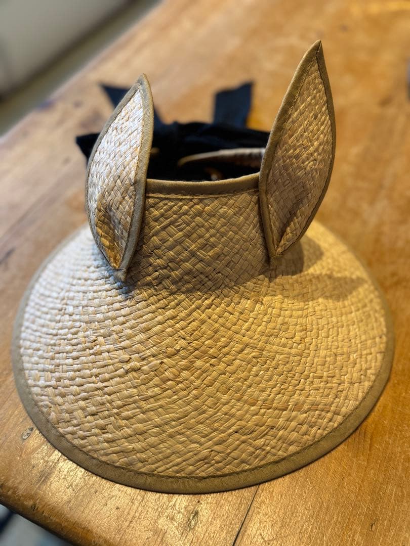 eLfinFolk 耳付きベージュ麦わら帽子 kids52