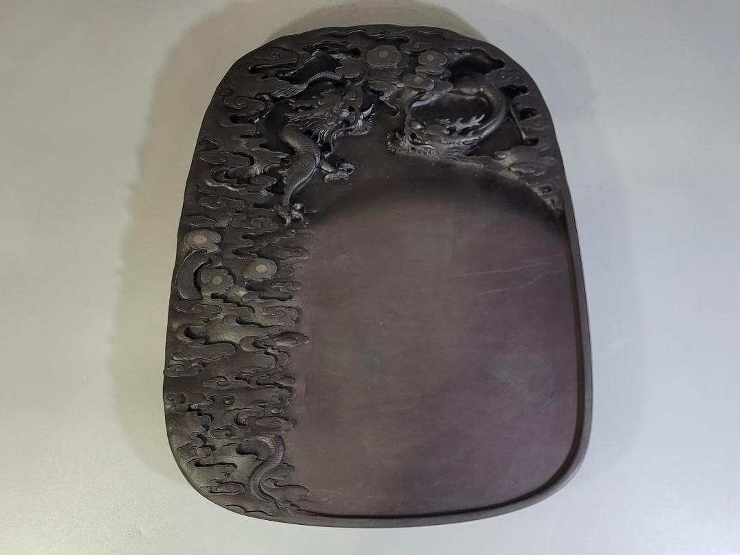 DT523 中国 書道具 端渓 雲龍 硯 文房四宝