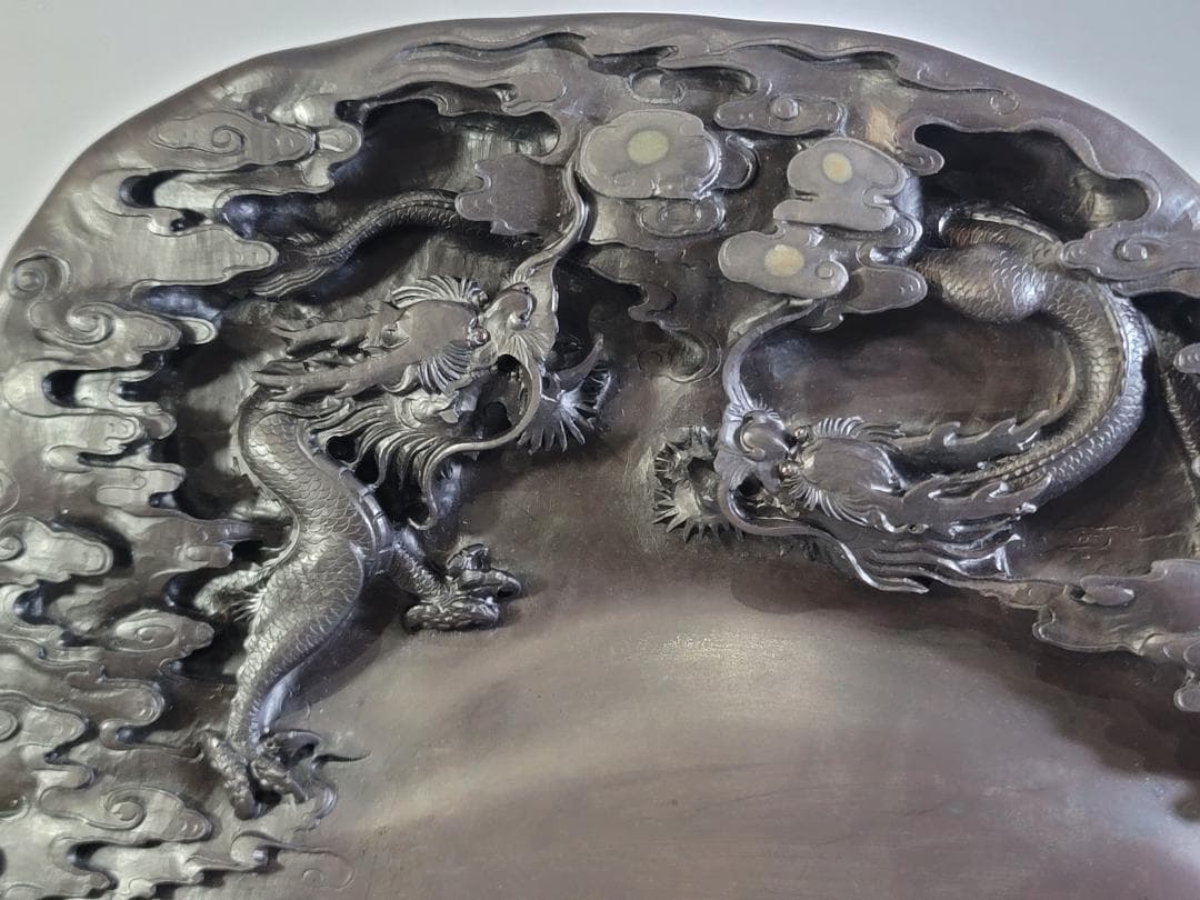 DT523 中国 書道具 端渓 雲龍 硯 文房四宝