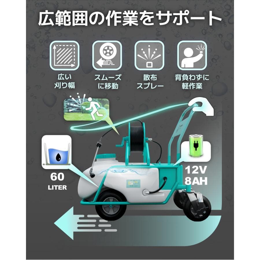 ★NEW！7m直射！★噴霧器 バッテリー式噴霧器 10 Mpa 60L 静音