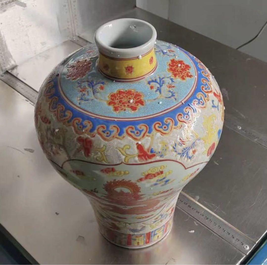 中国骨董品　古美術品　アンティーク商品　大清乾隆年御製粉彩陶器壺　古賞物　希少
