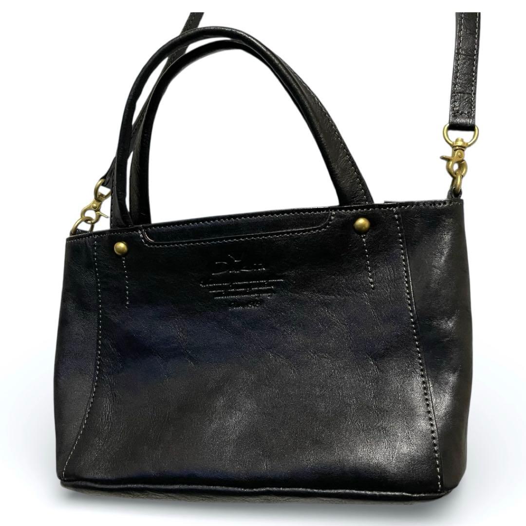 美品！ ダコタ キューブ 2WAYショルダーバッグ ブラック レザー 本革