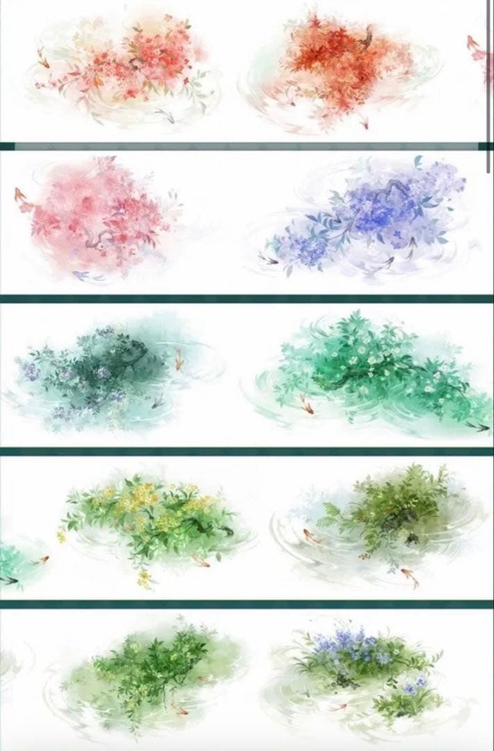 贝壳光 风过水生花 6cm×10m 海外マステ