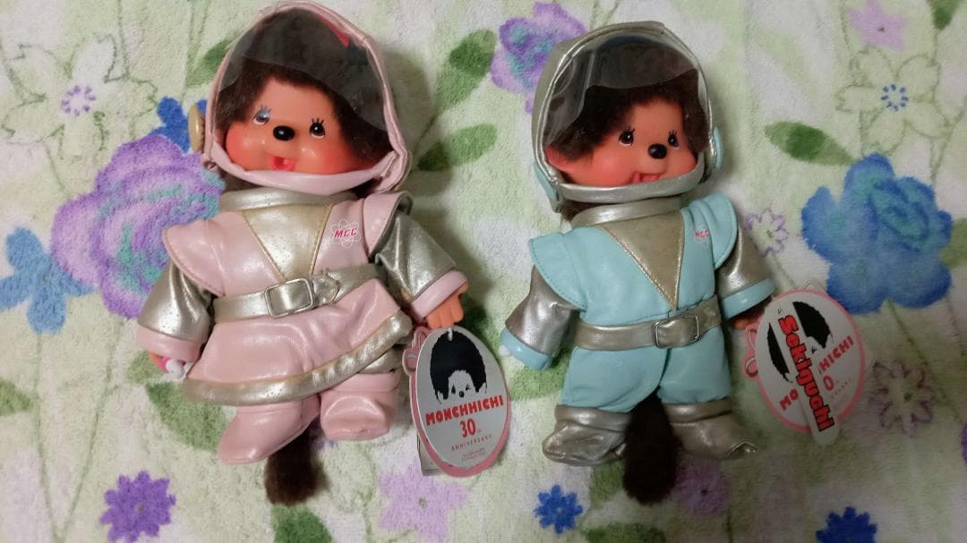 【廃盤】モンチッチ 宇宙服 30周年記念 男女2体セット【難あり】