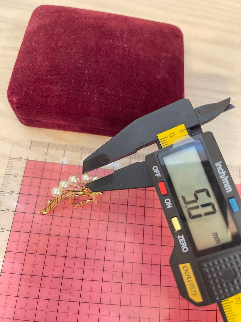 ミキモトMIKIMOTO パール K14 ゴールド　ブローチ