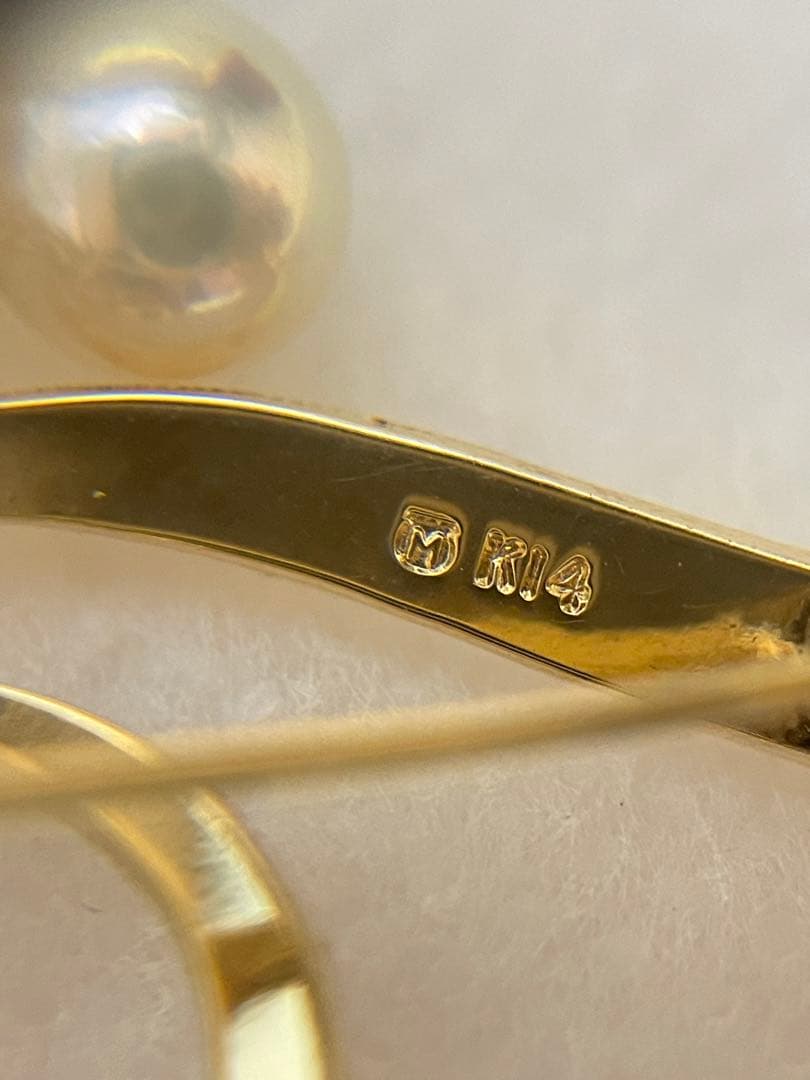 ミキモトMIKIMOTO パール K14 ゴールド　ブローチ