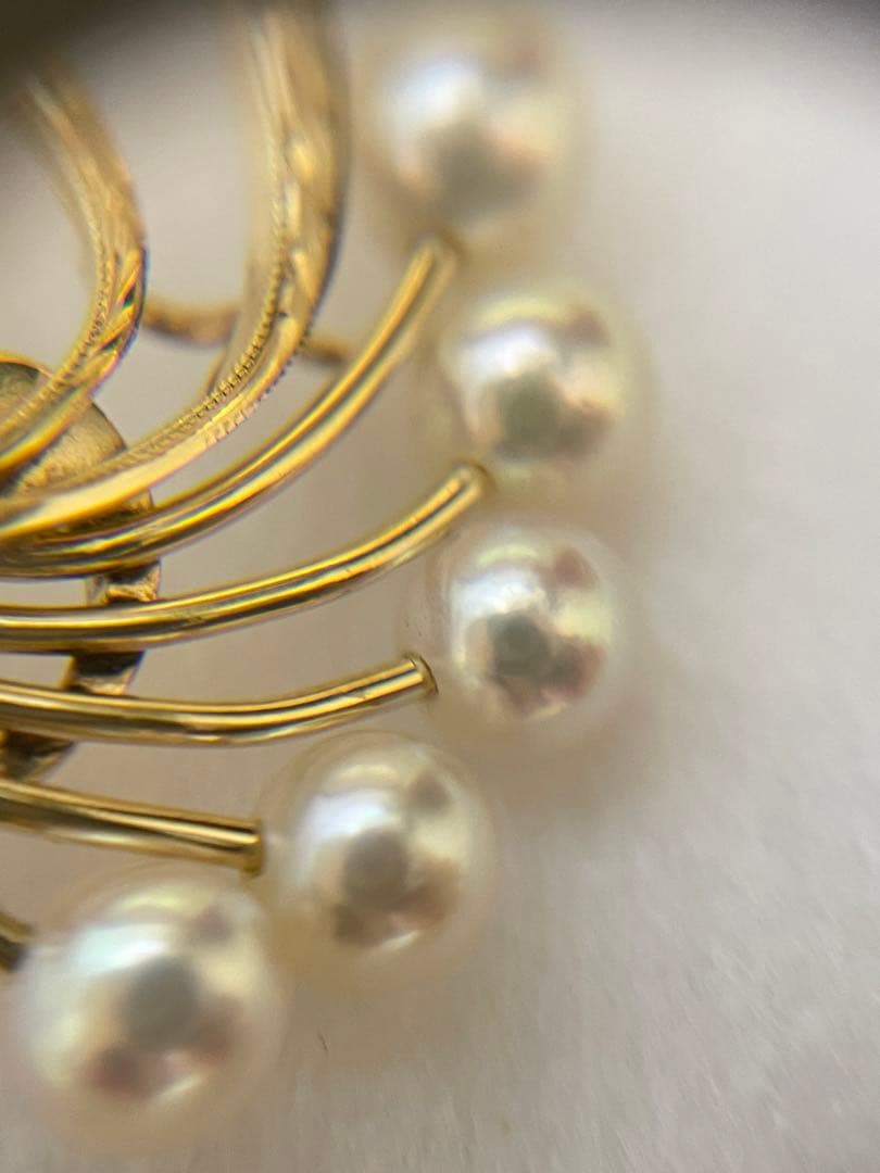 ミキモトMIKIMOTO パール K14 ゴールド　ブローチ
